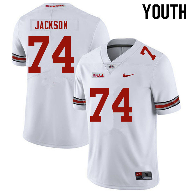 Ohio State Buckeyes Donovan Jackson Youth #74 White Authentic Stitched College Football Jersey